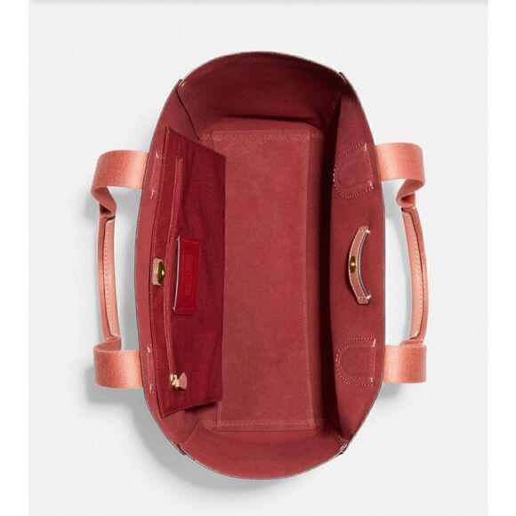 🔥🎁NWT! Coach DERBY Tote Handbag Pebble Leather Coral Msrp:$350.00 - Picture 10 of 12